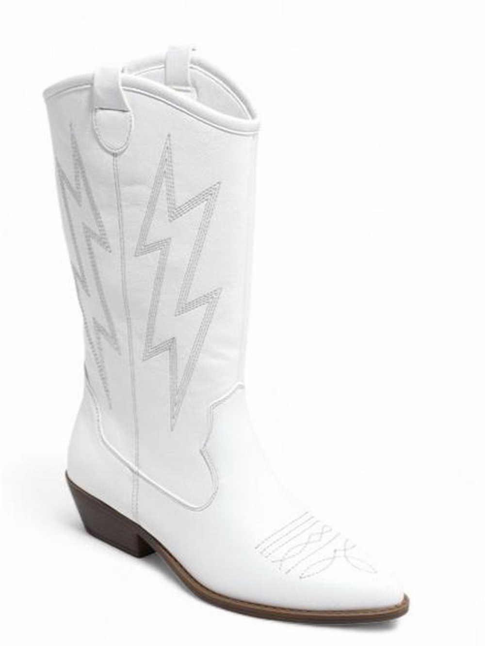 White Women's Western Cowboy Boots - Classic Stitch Detail